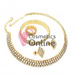 Colier cu cercei AS08HH Auriu cu cristale din sticla + Accesorii